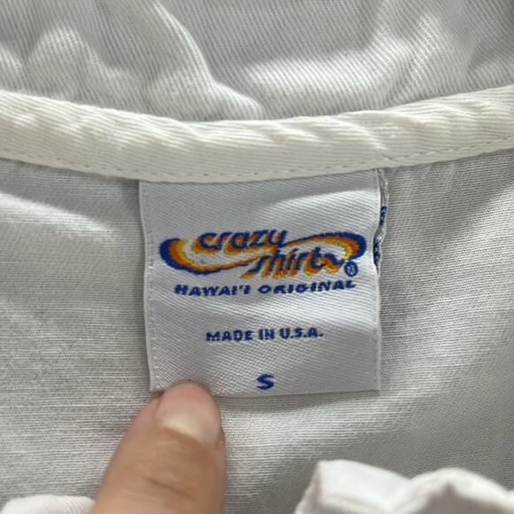 Vintage Crazy Shirtz Maui Hawaiian White Long Sleeve Pockets Shirt S Made In USA - Picture 5 of 15
